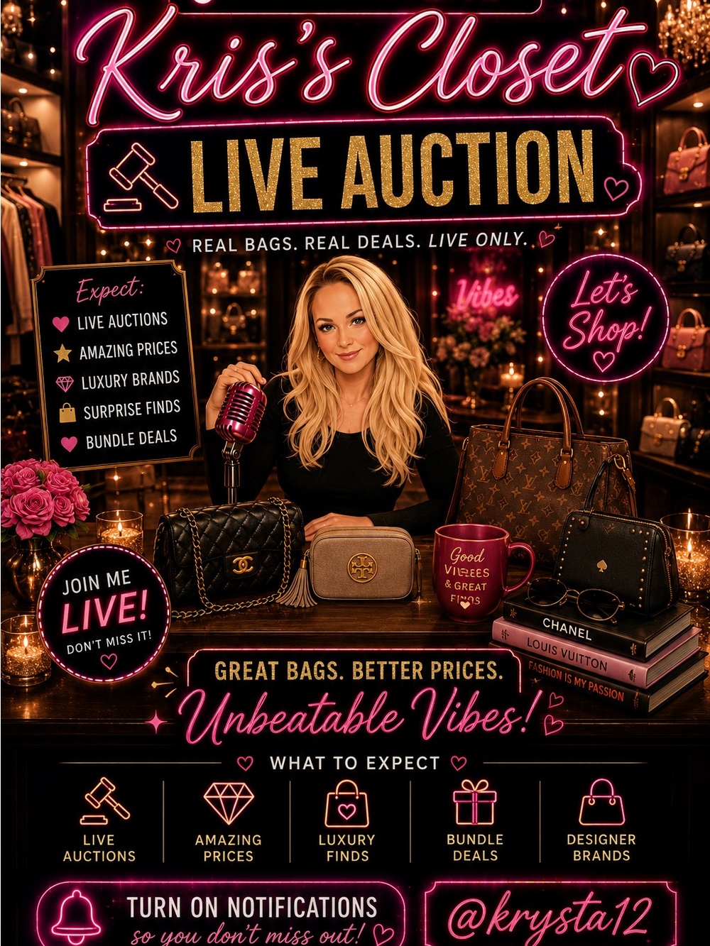 ✨ Kris’ Closet LIVE Auction | Luxury Bags & Bundle Deals ✨